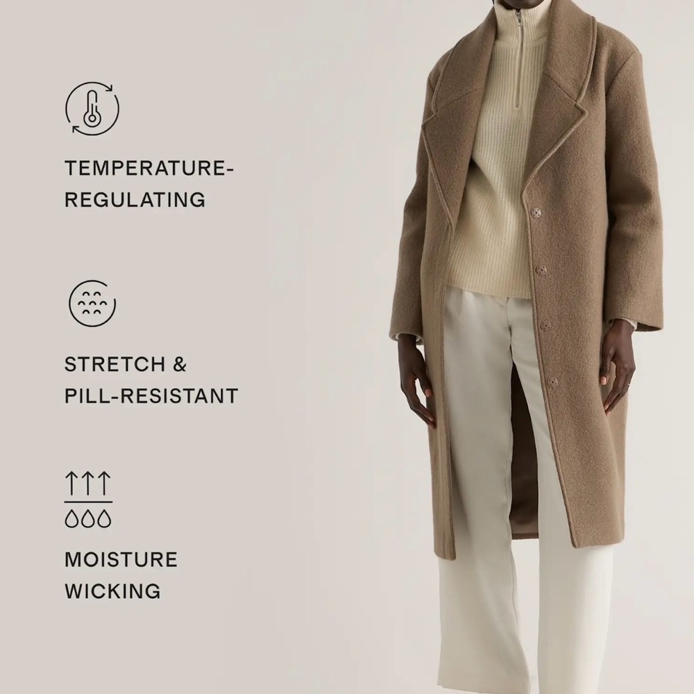 Quince 100% Merino Wool Shawl Collar Long Coat XS NWOT Heather Elm - Picture 3 of 14